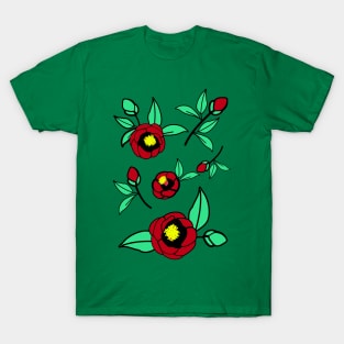 Red camellia blossoms T-Shirt